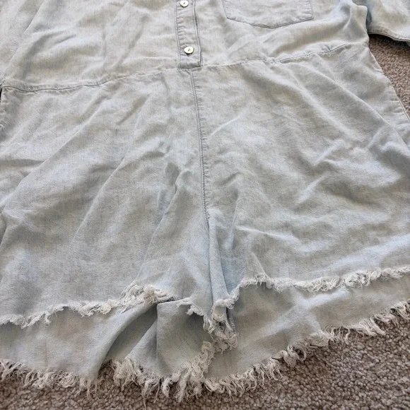 Show Me Your Mumu Horton Shore Romper Womens S Light Blue Relaxed Beach Chambray - Picture 4 of 8